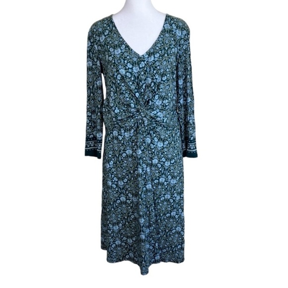 Lands' End Front Twist V-Neck Fit & Flare Knee Length Floral Dress Modal NWT - Picture 2 of 16